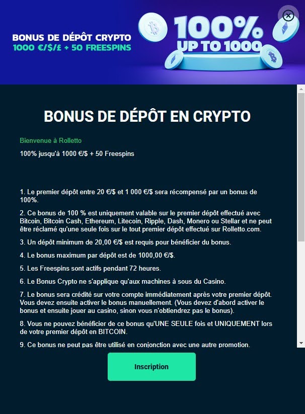 bonus depot crypto rolletto casino